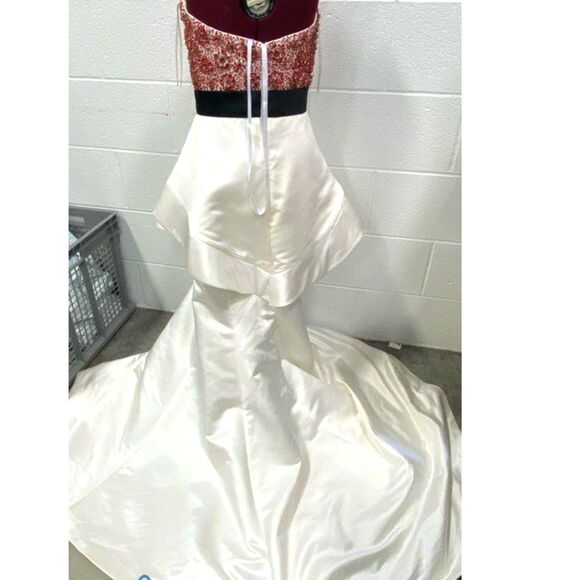Ashley Lauren Strapless Evening Gown with Red Sequined Bodice - Size 6 - Picture 2 of 7